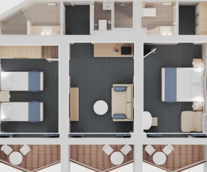 4-местный 3-комнатный family suite sea view